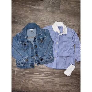 Carters 24m‎ Denim Jacket Ralph Lauren 9m Blue Stripe Button Up Shirt Baby